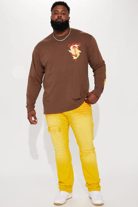 Eye Catching Stacked Skinny Flare Jeans - Yellow