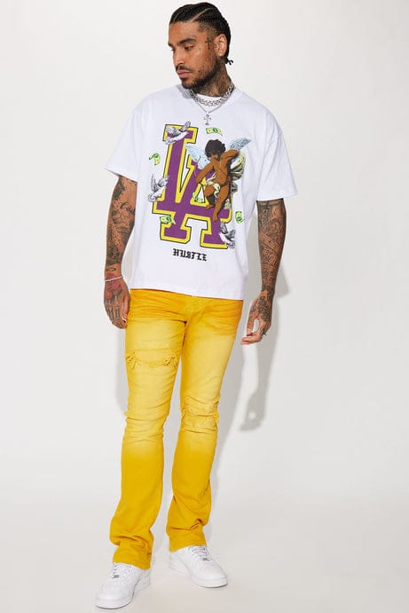Eye Catching Stacked Skinny Flare Jeans - Yellow