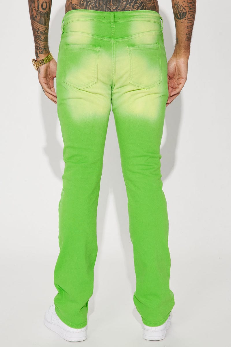 Eye Catching Stacked Skinny Flare Jeans - Green