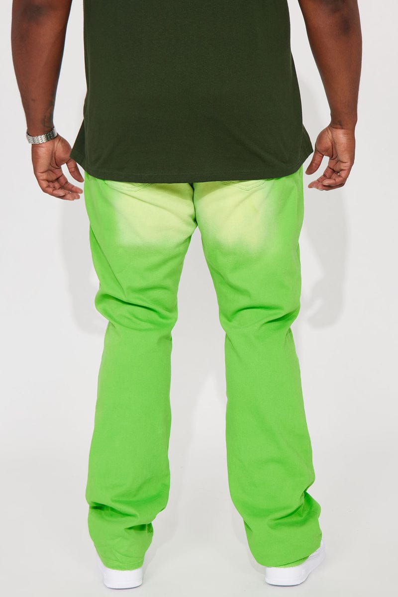 Eye Catching Stacked Skinny Flare Jeans - Green